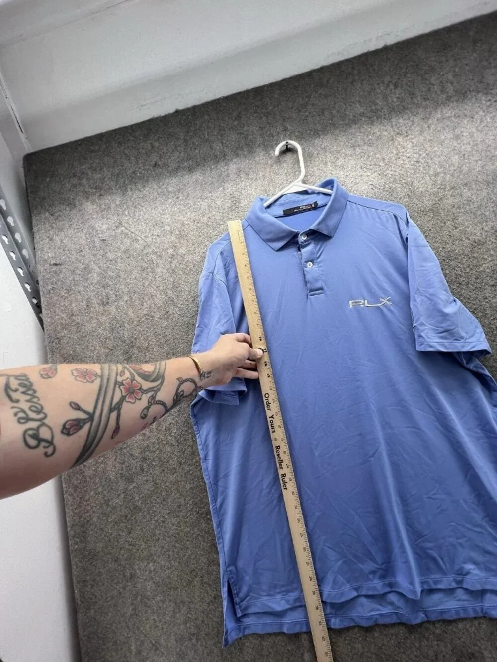 RLX Ralph Lauren Polo Shirt Mens Large Blue Solid Golf Performance Stretch